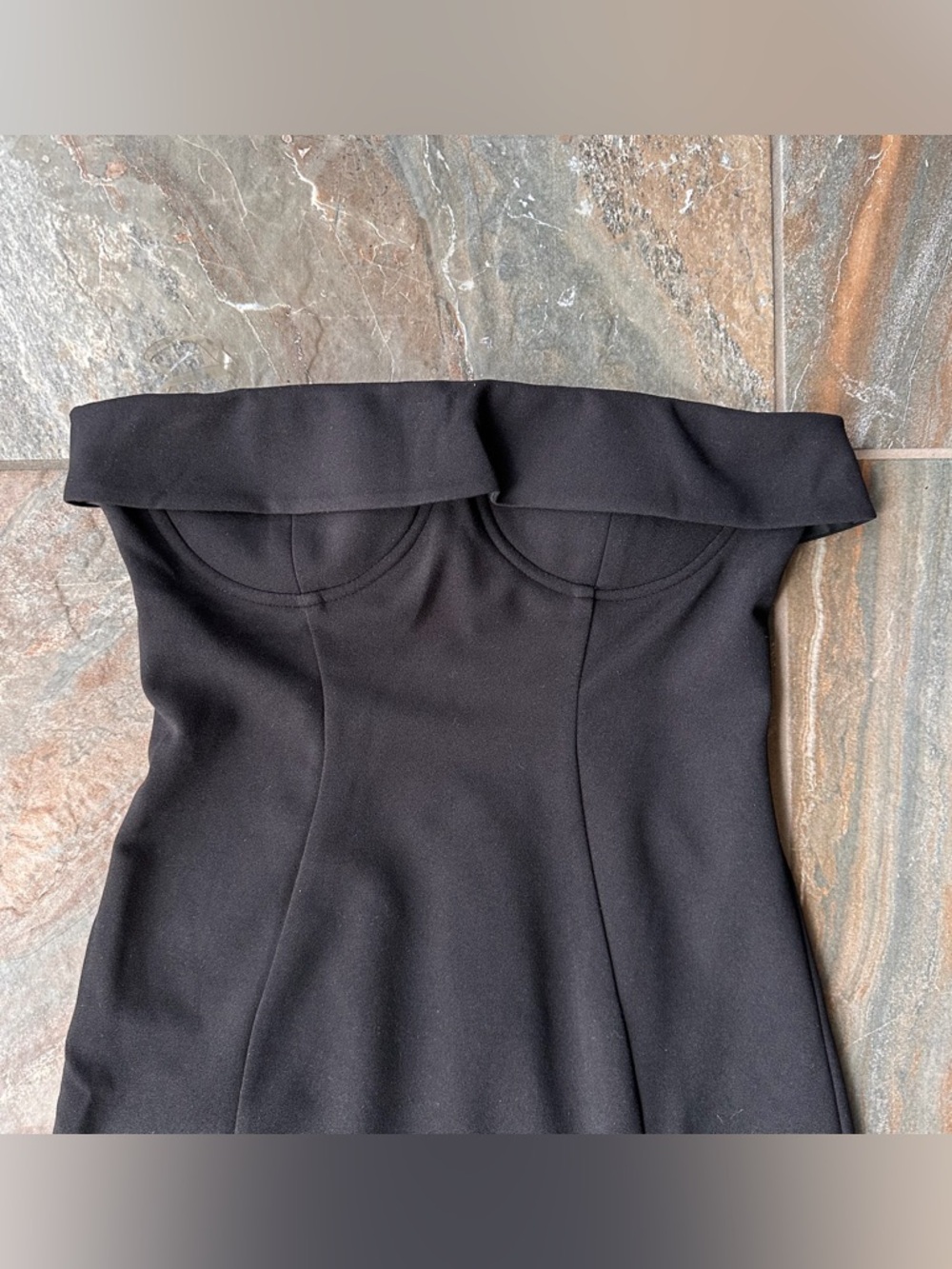 BabyBoo Fashion Black Strapless Corset Maxi Dress with Front Slit - Size M - Picture 3 of 10